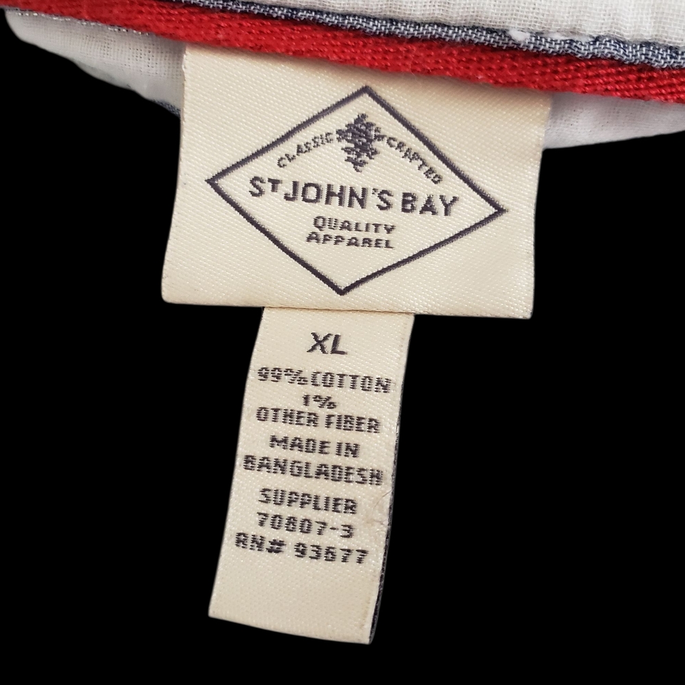 St. John's Bay Blue and White Striped Button Down Shirt - Picture 3 of 7